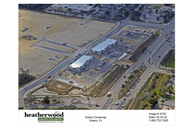 Heatherwood Construction has passed the halfway point on   The Estero Crossing Retail Center